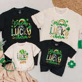 Personalized Lucky Charm Birthday Shirts with Shamrocks Matching Family St Patricks Day Outfit for Baby Toddler Boy and Mommy Custom