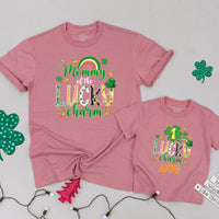 Personalized Lucky Charm Birthday Shirts with Shamrocks Matching Family St Patricks Day Outfit for Baby Toddler Boy and Mommy Custom