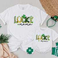 Personalized Lucky Family Shirts Mama and Mini St Patrick's Day Birthday Outfit Matching Shamrock Design Cotton Soft Gift