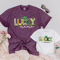 Personalized Lucky Family Shirts Mama and Mini St Patrick's Day Birthday Outfit Matching Shamrock Design Cotton Soft Gift