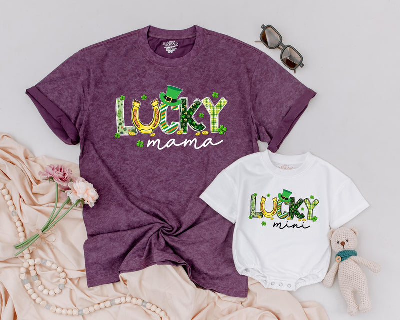 Personalized Lucky Family Shirts Mama and Mini St Patrick's Day Birthday Outfit Matching Shamrock Design Cotton Soft Gift