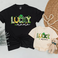 Personalized Lucky Family Shirts Mama and Mini St Patrick's Day Birthday Outfit Matching Shamrock Design Cotton Soft Gift