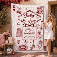 Personalized Lucky in Love Bachelorette Banner with Mia's Name, Vegas Casino Theme, Custom Party Decor Backdrop for Bridal Celebration