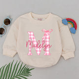 Personalized Madelyn Pink Gingham Bow Romper Baby Girl 1st Birthday Outfit Charming Bodysuit Gift Playful Bubble Style Soft Cotton