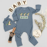 Personalized Mallard Duck Baby Bodysuit and Hat Set with Custom Name Rustic Watercolor Design Soft Cotton Outfit for Boys or Girls