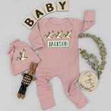Personalized Mallard Duck Baby Bodysuit and Hat Set with Custom Name Rustic Watercolor Design Soft Cotton Outfit for Boys or Girls
