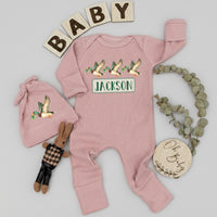 Personalized Mallard Duck Baby Bodysuit and Hat Set with Custom Name Rustic Watercolor Design Soft Cotton Outfit for Boys or Girls