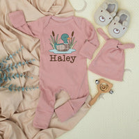 Personalized Mallard Duck Baby Bodysuit with Name, Plaid and Teal Design, Cute Infant Hunting Outfit, Rustic Baby Gift for Boys or Girls