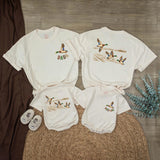 Personalized Matching Family Shirts with Mallard Duck Artwork for Baby Boy, Toddler, Dad, Soft Cotton Outfit for Outdoor Adventures