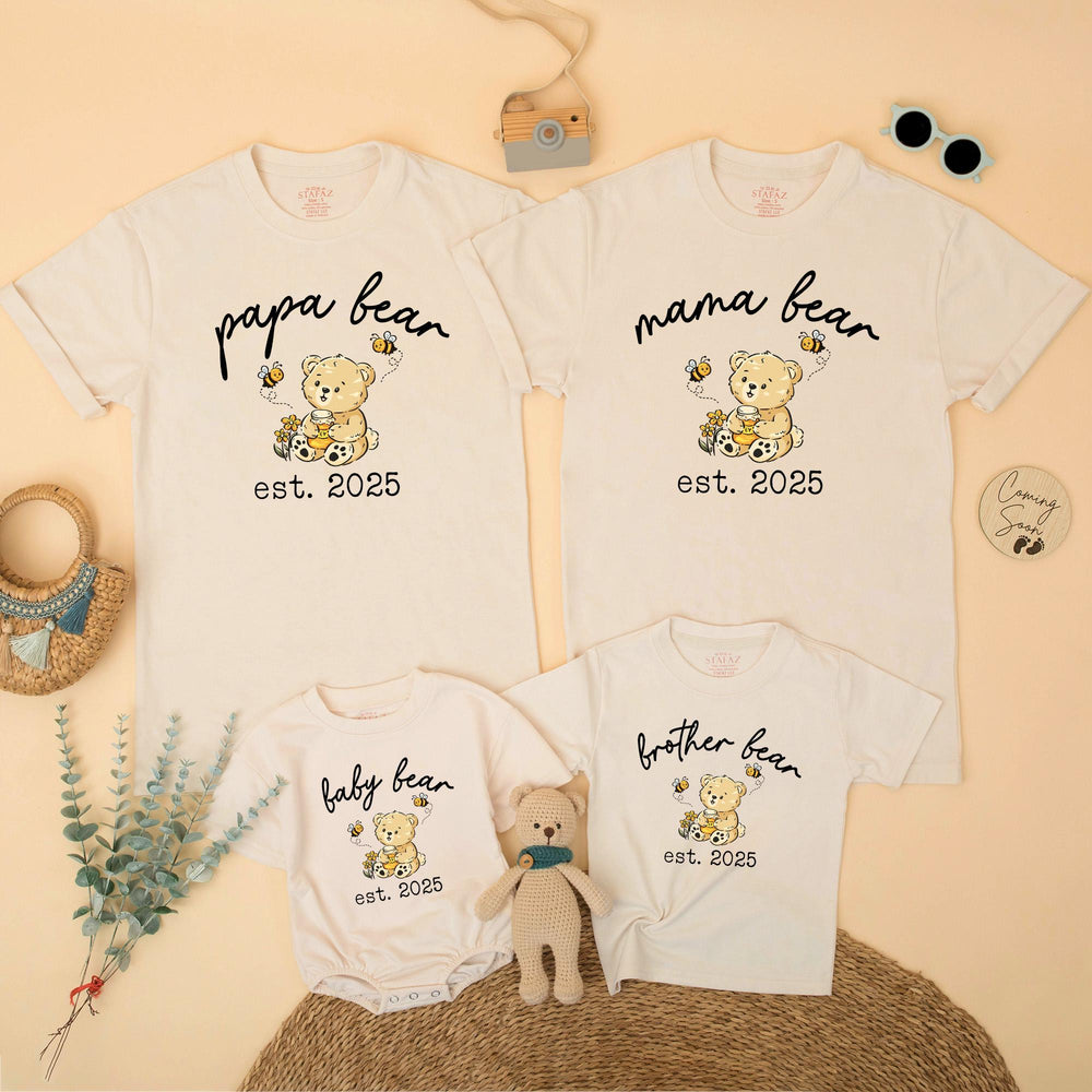 Personalized Mama Bear Papa Bear Baby Bear Matching Family Shirts Cute Teddy Design Cotton Outfit Baby Shower Gift New Mom Announcement
