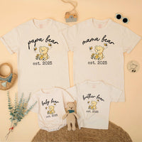 Personalized Mama Bear Papa Bear Baby Bear Matching Family Shirts Cute Teddy Design Cotton Outfit Baby Shower Gift New Mom Announcement
