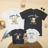 Personalized Mama Bear Papa Bear Baby Bear Matching Family Shirts Cute Teddy Design Cotton Outfit Baby Shower Gift New Mom Announcement