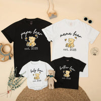 Personalized Mama Bear Papa Bear Baby Bear Matching Family Shirts Cute Teddy Design Cotton Outfit Baby Shower Gift New Mom Announcement