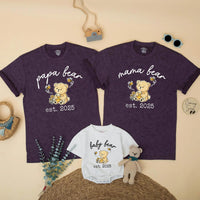 Personalized Mama Bear Papa Bear Baby Bear Matching Family Shirts Cute Teddy Design Cotton Outfit Baby Shower Gift New Mom Announcement
