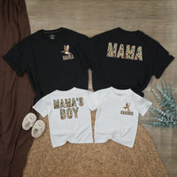 Personalized Mama and Boy Matching Camo Shirts with Mallard Duck Design, Custom Name Romper for Hunting Moms and Outdoor Family Outfits