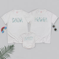 Personalized Mama Dada and Baby Scarlett Matching Floral Shirts, Custom Family Outfits, Soft Cotton Wildflower Tees for Photos or Gifts