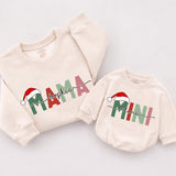 Personalized Mama Dada Family Christmas Sweatshirt, Retro Christmas Matching Outfit