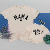 Personalized Mama and Mama's Boy Matching Shirts with Heart Design Soft Cotton Family Outfits for Mom and Toddler Gift Idea