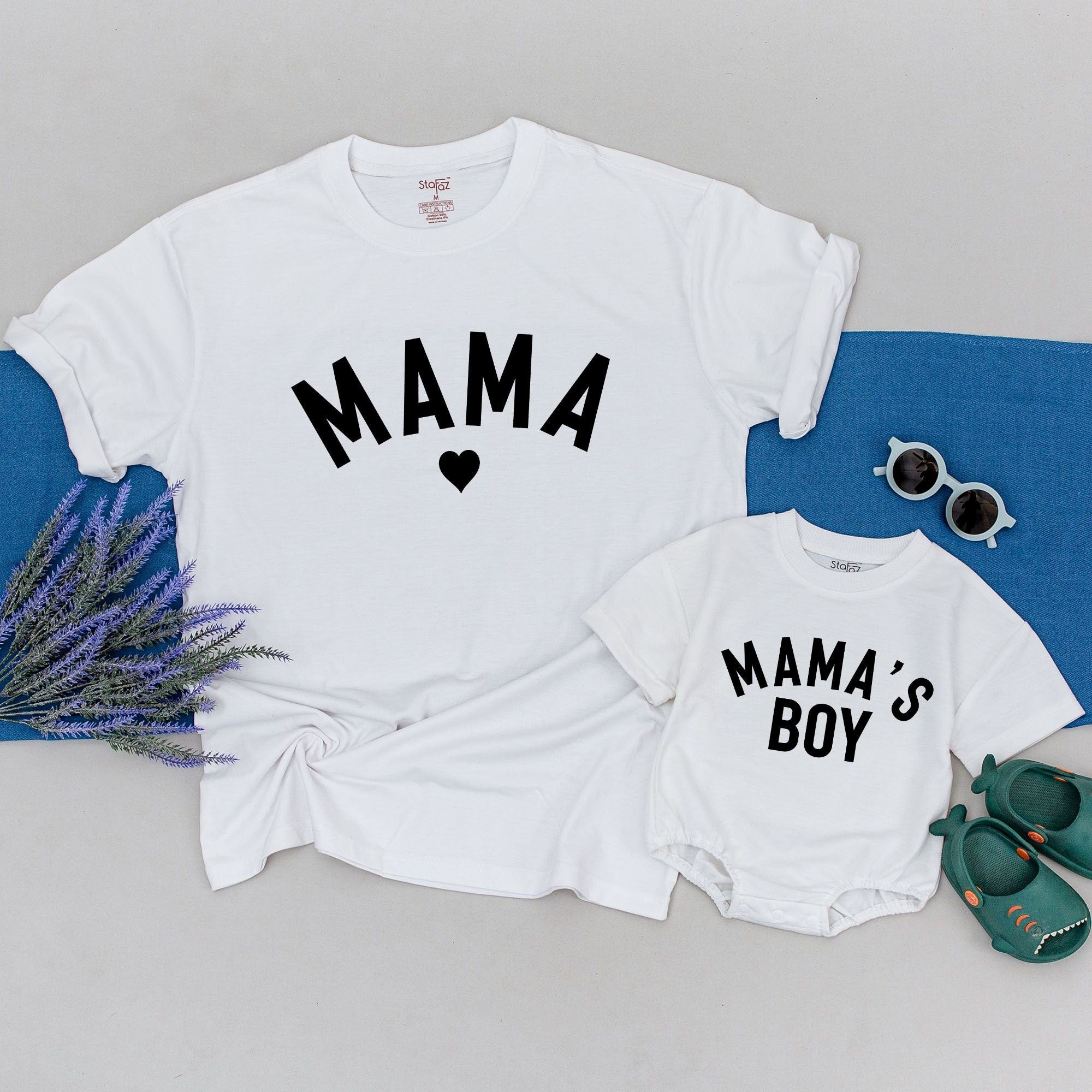 Personalized Mama and Mama's Boy Matching Shirts with Heart Design Soft Cotton Family Outfits for Mom and Toddler Gift Idea