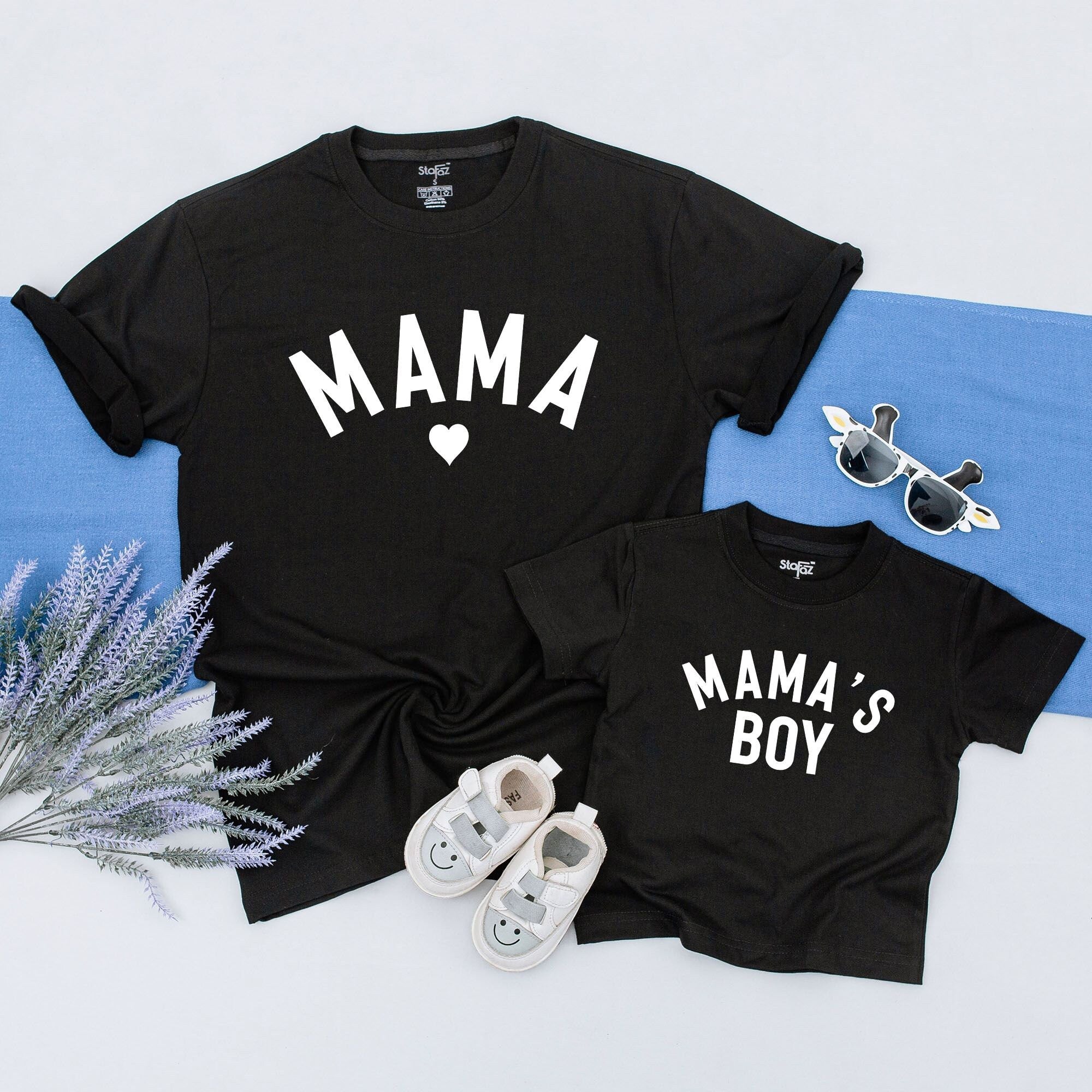 Personalized Mama and Mama's Boy Matching Shirts with Heart Design Soft Cotton Family Outfits for Mom and Toddler Gift Idea