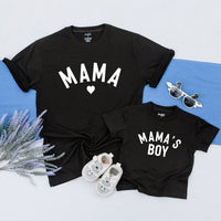 Personalized Mama and Mama's Boy Matching Shirts with Heart Design Soft Cotton Family Outfits for Mom and Toddler Gift Idea