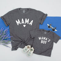 Personalized Mama and Mama's Boy Matching Shirts with Heart Design Soft Cotton Family Outfits for Mom and Toddler Gift Idea
