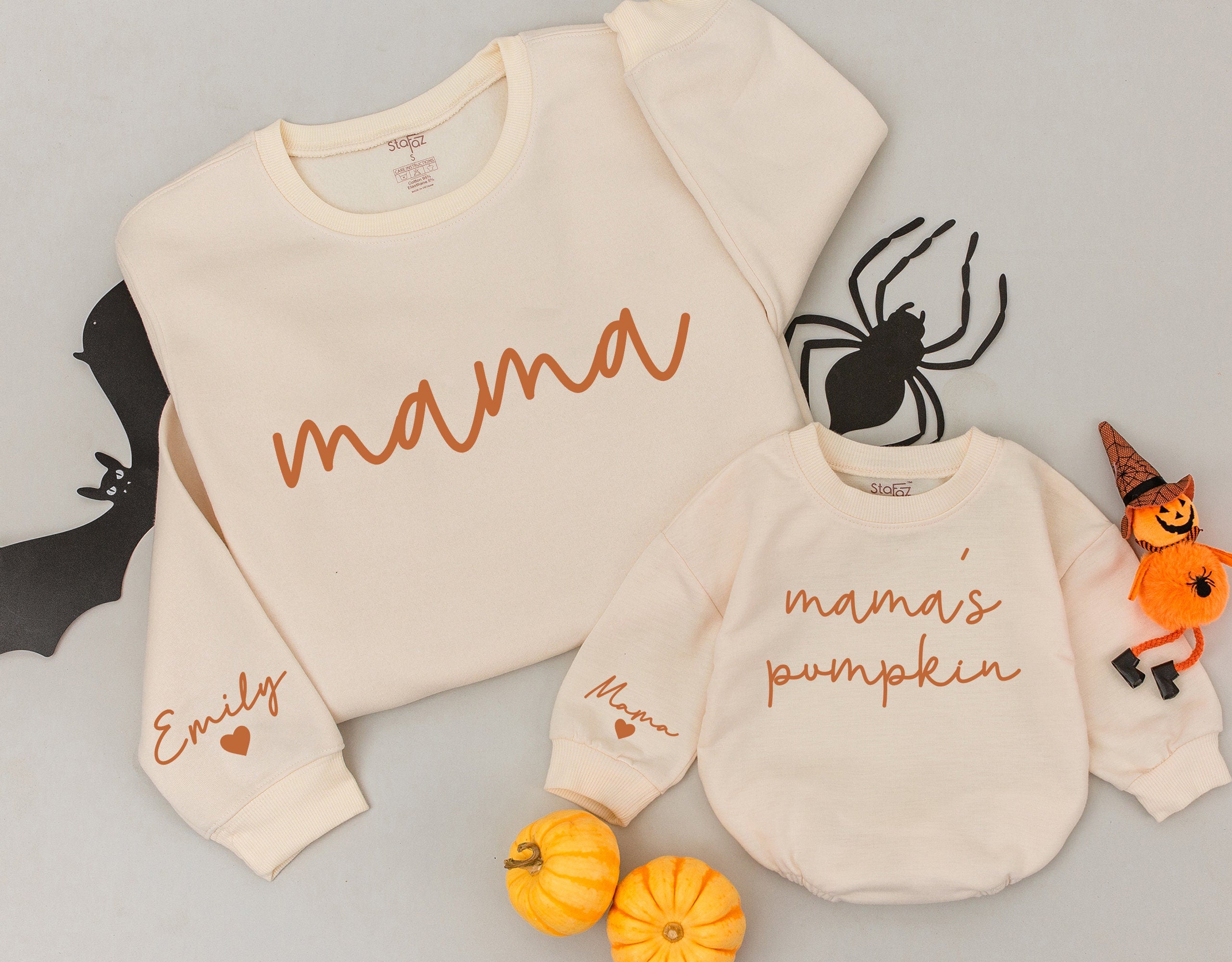 Personalized Mama and Me Fall Sweatshirts Custom Names Cozy Autumn Matching Family Outfit Baby Toddler Thanksgiving Gift