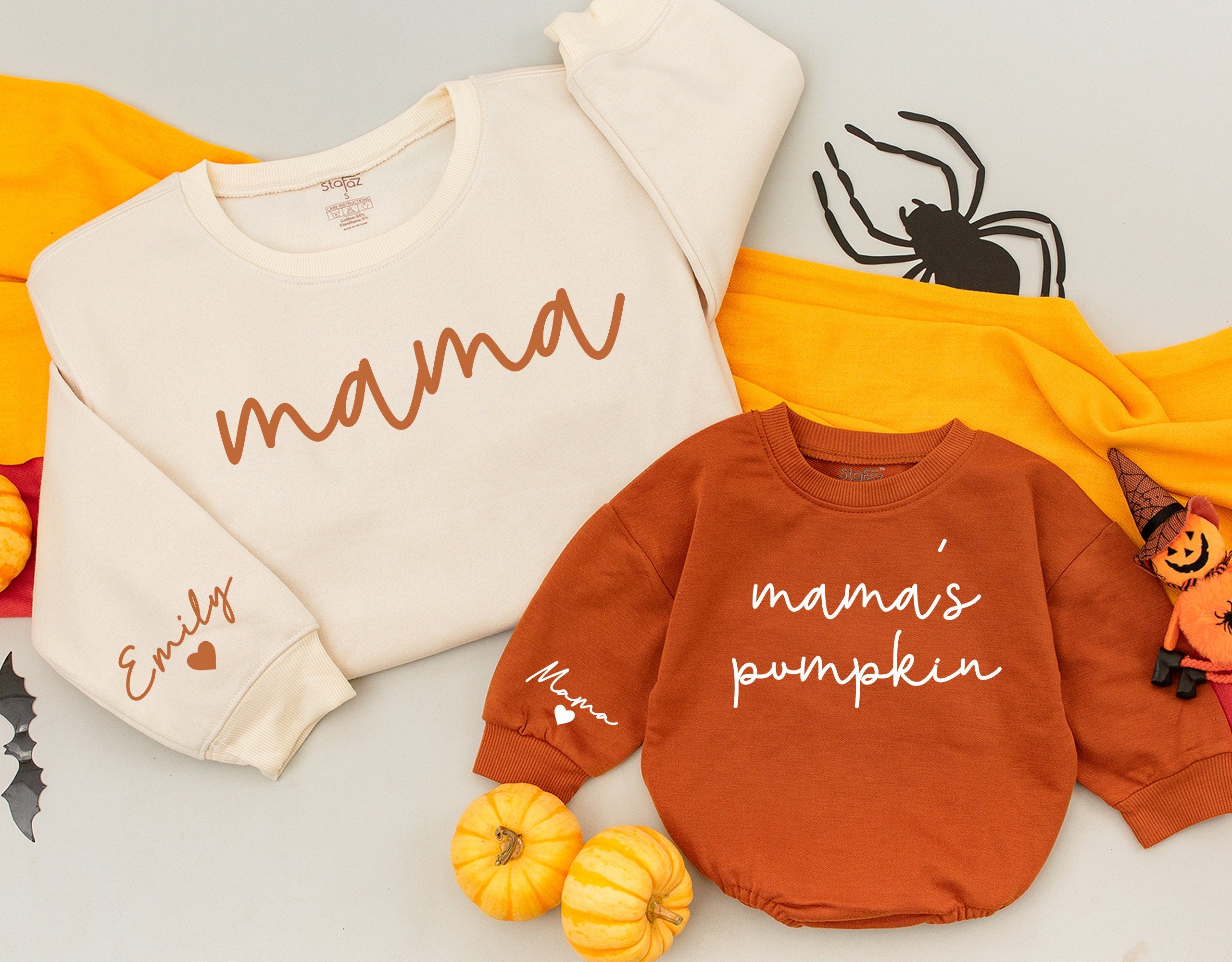 Personalized Mama and Me Fall Sweatshirts Custom Names Cozy Autumn Matching Family Outfit Baby Toddler Thanksgiving Gift