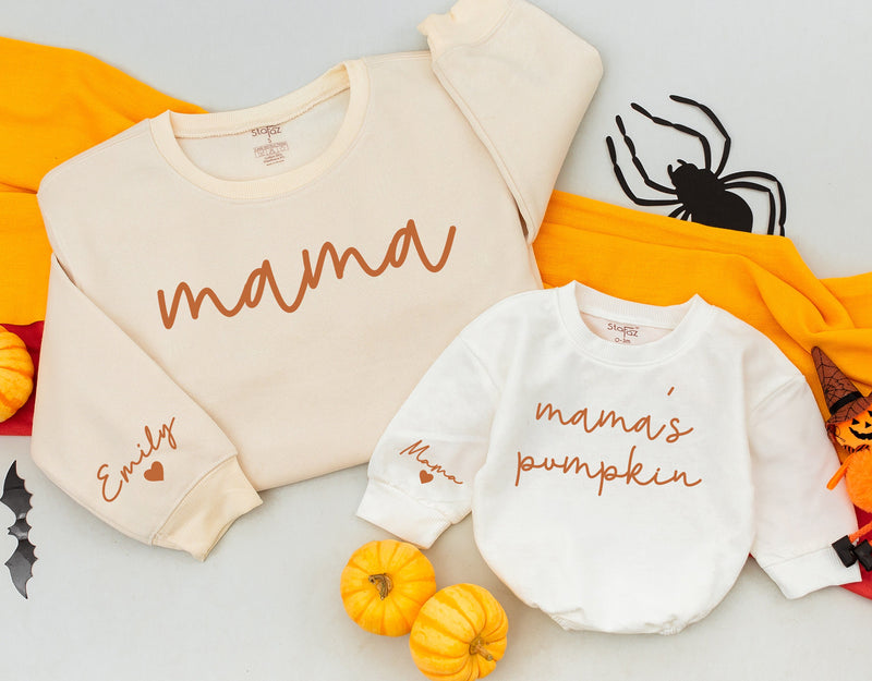 Personalized Mama and Me Fall Sweatshirts Custom Names Cozy Autumn Matching Family Outfit Baby Toddler Thanksgiving Gift