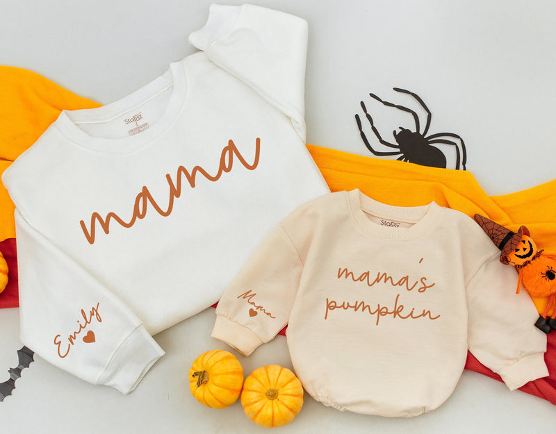 Personalized Mama and Me Fall Sweatshirts Custom Names Cozy Autumn Matching Family Outfit Baby Toddler Thanksgiving Gift