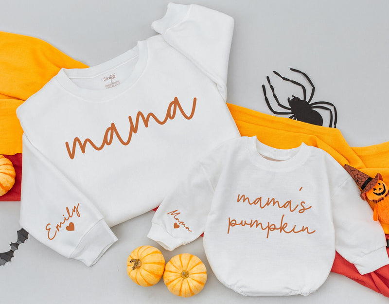 Personalized Mama and Me Fall Sweatshirts Custom Names Cozy Autumn Matching Family Outfit Baby Toddler Thanksgiving Gift