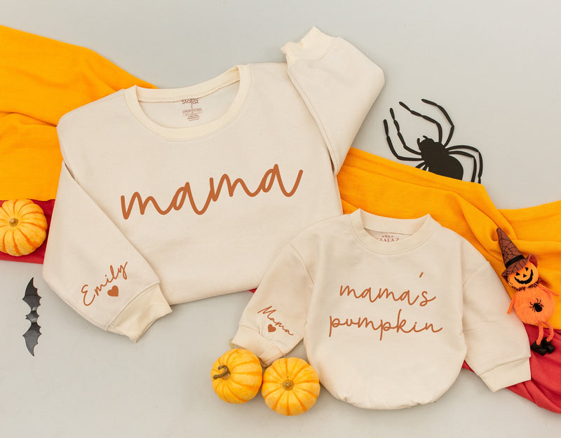 Personalized Mama and Me Fall Sweatshirts Custom Names Cozy Autumn Matching Family Outfit Baby Toddler Thanksgiving Gift