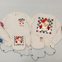 Personalized Mama and Mini Claus Matching Christmas Sweatshirts with Retro Santa Artwork, Family Holiday Outfits, Soft Cotton Mom and Baby Gift