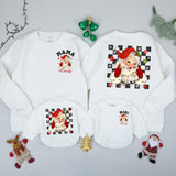 Personalized Mama and Mini Claus Matching Christmas Sweatshirts with Retro Santa Artwork, Family Holiday Outfits, Soft Cotton Mom and Baby Gift
