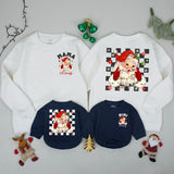 Personalized Mama and Mini Claus Matching Christmas Sweatshirts with Retro Santa Artwork, Family Holiday Outfits, Soft Cotton Mom and Baby Gift