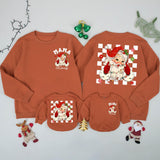 Personalized Mama and Mini Claus Matching Christmas Sweatshirts with Retro Santa Artwork, Family Holiday Outfits, Soft Cotton Mom and Baby Gift