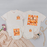 Personalized Mama and Mini Matching Pumpkin Shirts, Retro Fall Family Outfits, Soft Cotton Mommy and Me Thanksgiving Tees or Bodysuits