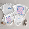 Personalized Mama and Mini Summer Shirts with Seashell Design, Matching Beach Outfits for Family Vacation, Custom Names Toddler Baby Tee