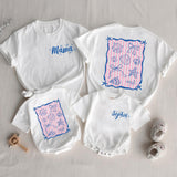 Personalized Mama and Mini Summer Shirts with Seashell Design, Matching Beach Outfits for Family Vacation, Custom Names Toddler Baby Tee