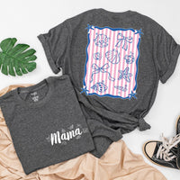 Personalized Mama and Mini Summer Shirts with Seashell Design, Matching Beach Outfits for Family Vacation, Custom Names Toddler Baby Tee