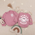 Personalized Mama’s Besties Baby Romper with Pink Leopard Smiley Face Retro-Inspired Outfit Soft Cotton Baby Girl Shower Gift