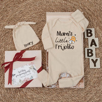 Personalized Mami’s Little Frijolito Baby Bodysuit with Cute Cartoon Bean Design, Soft Cotton Newborn Outfit or Unique Baby Shower Gift