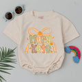 Personalized Mary Kate Thanksgiving Baby Romper with Bow Pumpkin Design Custom Fall Infant Outfit Soft Cotton Baby Shower Gift