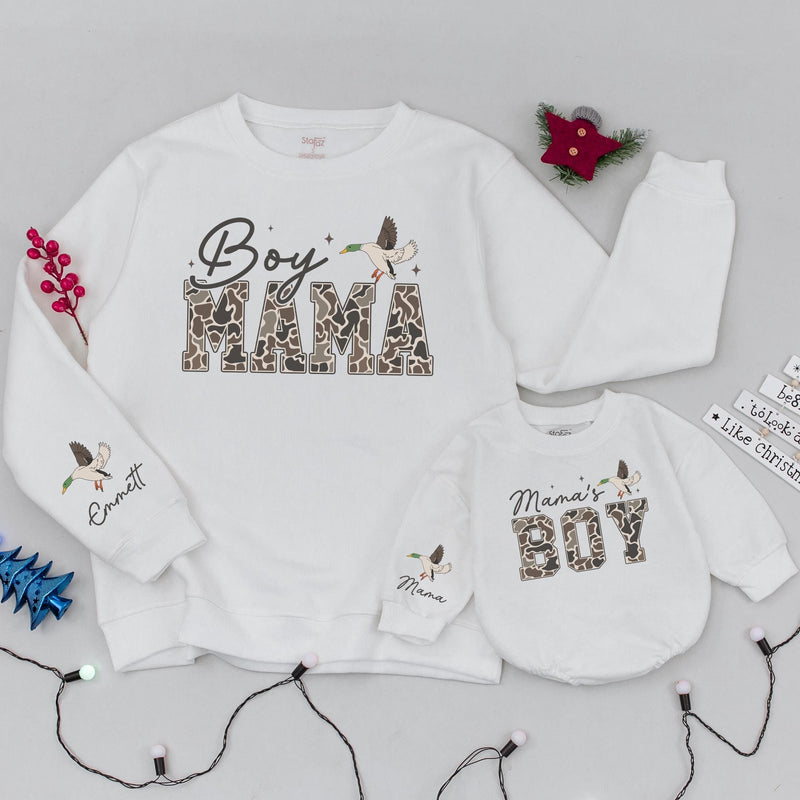 Personalized Matching Boy Mama and Mama's Boy Sweatshirts, Custom Mommy and Me Outfits, Soft Cotton Hunting Season Gift for Mom and Son