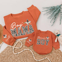 Personalized Matching Boy Mama and Mama's Boy Sweatshirts, Custom Mommy and Me Outfits, Soft Cotton Hunting Season Gift for Mom and Son