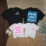 Personalized Matching Family Beach Shirts with 'Vacay Vibes' Design, Custom Text for Baby, Toddler, Kids, Mom & Dad, Soft Cotton Summer Apparel