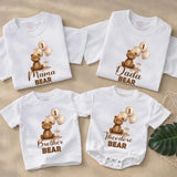 Personalized Matching Family Bear 1st Birthday Outfit, Custom Baby Romper and T-Shirts, Soft Cotton, Perfect for Milestone Photoshoots