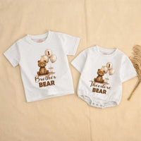 Personalized Matching Family Bear 1st Birthday Outfit, Custom Baby Romper and T-Shirts, Soft Cotton, Perfect for Milestone Photoshoots