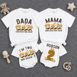 Personalized Matching Family Construction Crew Shirts, I’m Two and Diggin’ It Toddler Birthday Outfit, Custom Name and Age Cotton Tees