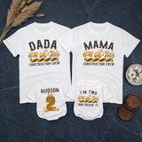 Personalized Matching Family Construction Crew Shirts, I’m Two and Diggin’ It Toddler Birthday Outfit, Custom Name and Age Cotton Tees